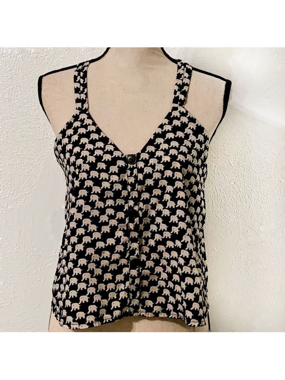 Audrey 3+1 elephant print racerback top- xs